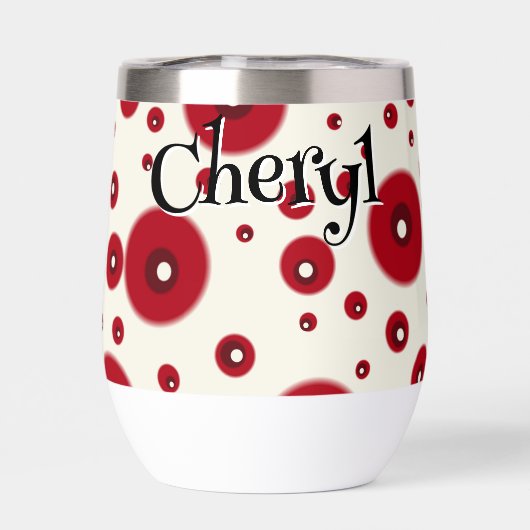 Ivory Red Dots Funky Whimsical Circle Pattern  (Rückseite)