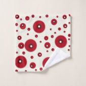 Ivory Red Dots Funky Whimsical Circle Pattern  Badhandtuch Set (Waschlappen)
