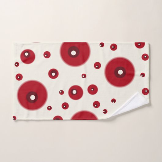 Ivory Red Dots Funky Whimsical Circle Pattern  Badhandtuch Set (Handtuch)
