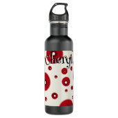 Ivory Red Dots Funky Whimsical Circle Pattern  Edelstahlflasche (Vorderseite)