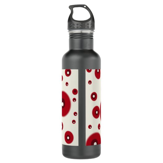Ivory Red Dots Funky Whimsical Circle Pattern Edelstahlflasche (Rückseite)
