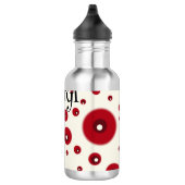 Ivory Red Dots Funky Whimsical Circle Pattern  Edelstahlflasche (Rechts)