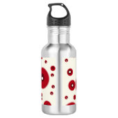 Ivory Red Dots Funky Whimsical Circle Pattern  Edelstahlflasche (Rückseite)