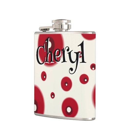 Ivory Red Dots Funky Whimsical Circle Pattern  Flachmann (Links)