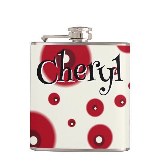 Ivory Red Dots Funky Whimsical Circle Pattern  Flachmann (Vorderseite)