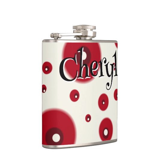 Ivory Red Dots Funky Whimsical Circle Pattern  Flachmann (Rechts)