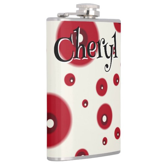 Ivory Red Dots Funky Whimsical Circle Pattern  Flachmann (Rechts)