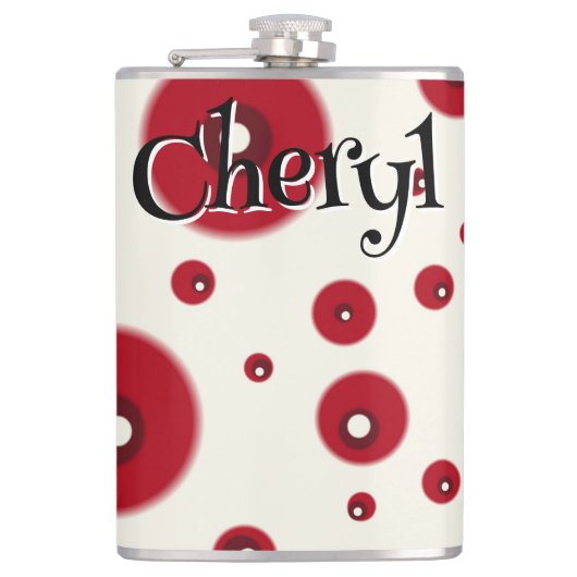 Ivory Red Dots Funky Whimsical Circle Pattern  Flachmann (Vorderseite)