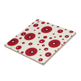Ivory Red Dots Funky Whimsical Circle Pattern  Fliese