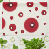 Ivory Red Dots Funky Whimsical Circle Pattern  Geschirrtuch (Gefaltet)