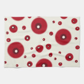 Ivory Red Dots Funky Whimsical Circle Pattern  Geschirrtuch (Horizontal)