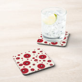 Ivory Red Dots Funky Whimsical Circle Pattern  Getränkeuntersetzer (Rechte Seite)