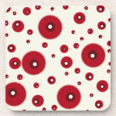 Ivory Red Dots Funky Whimsical Circle Pattern  Getränkeuntersetzer (Vorderseite)