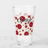 Ivory Red Dots Funky Whimsical Circle Pattern  Glas (Rückseite)