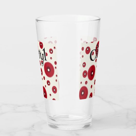 Ivory Red Dots Funky Whimsical Circle Pattern  Glas (Rechts)