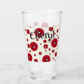 Ivory Red Dots Funky Whimsical Circle Pattern  Glas (Vorderseite)