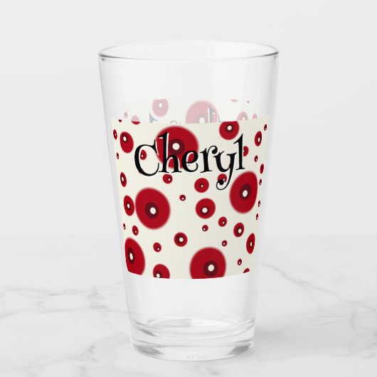 Ivory Red Dots Funky Whimsical Circle Pattern  Glas (Vorderseite)