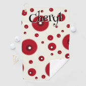 Ivory Red Dots Funky Whimsical Circle Pattern  Golfhandtuch (Insitu)