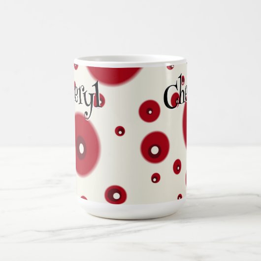 Ivory Red Dots Funky Whimsical Circle Pattern  Kaffeetasse (Mittel)