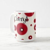 Ivory Red Dots Funky Whimsical Circle Pattern  Kaffeetasse (Vorderseite Links)