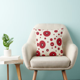 Ivory Red Dots Funky Whimsical Circle Pattern  Kissen