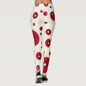 Ivory Red Dots Funky Whimsical Circle Pattern  Leggings (Rückseite)