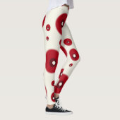 Ivory Red Dots Funky Whimsical Circle Pattern Leggings (Rechts)