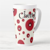 Ivory Red Dots Funky Whimsical Circle Pattern  Milchtasse (Rechte Ecke)