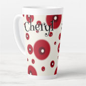 Ivory Red Dots Funky Whimsical Circle Pattern  Milchtasse (Linke Ecke)
