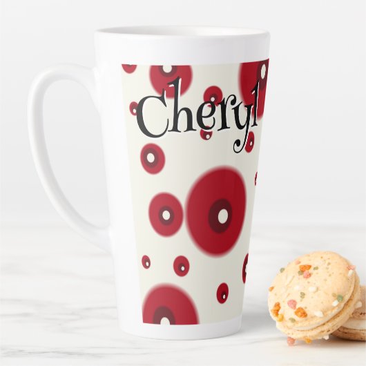 Ivory Red Dots Funky Whimsical Circle Pattern  Milchtasse (Beispiel)
