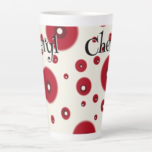 Ivory Red Dots Funky Whimsical Circle Pattern  Milchtasse (Vorderseite)