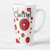 Ivory Red Dots Funky Whimsical Circle Pattern  Milchtasse (Rechts)
