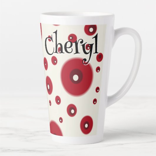 Ivory Red Dots Funky Whimsical Circle Pattern  Milchtasse (Rechts)