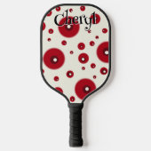 Ivory Red Dots Funky Whimsical Circle Pattern  Pickleball Schläger (Vorderseite)
