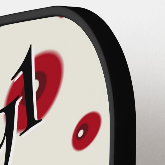 Ivory Red Dots Funky Whimsical Circle Pattern  Pickleball Schläger (Linke Seite)