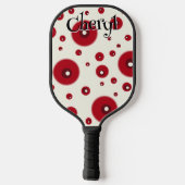 Ivory Red Dots Funky Whimsical Circle Pattern  Pickleball Schläger (Rückseite)