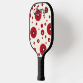 Ivory Red Dots Funky Whimsical Circle Pattern  Pickleball Schläger (Links)