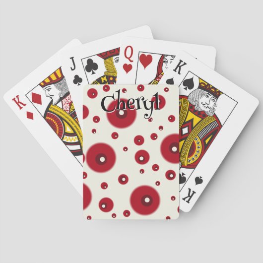 Ivory Red Dots Funky Whimsical Circle Pattern  Spielkarten (Rückseite)