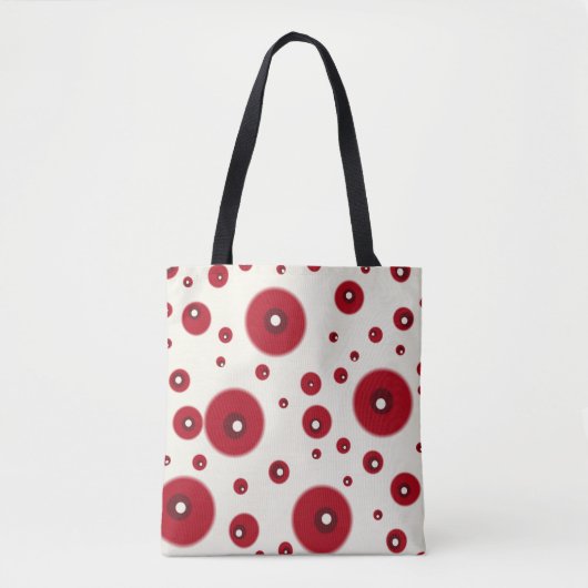 Ivory Red Dots Funky Whimsical Circle Pattern Tasche (Vorderseite)