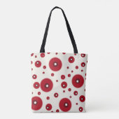 Ivory Red Dots Funky Whimsical Circle Pattern Tasche (Rückseite)