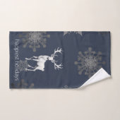 Ivory Reindeer Weihnachten | Blau Badhandtuch Set (Handtuch)