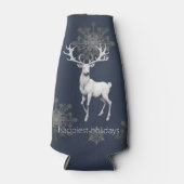 Ivory Reindeer Weihnachten | Blau Flaschenkühler (Vorderseite)