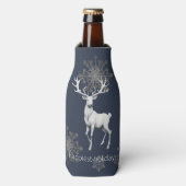 Ivory Reindeer Weihnachten | Blau Flaschenkühler (Flaschenvorderseite)
