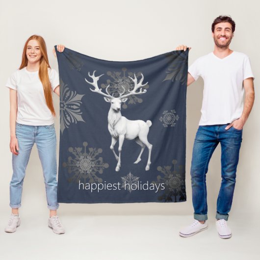 Ivory Reindeer Weihnachten | Blau Fleecedecke (Beispiel)