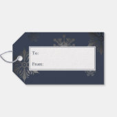 Ivory Reindeer Weihnachten | Blau Geschenkanhänger (Rückseite Horizontal)