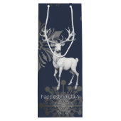 Ivory Reindeer Weihnachten | Blau Geschenktüte Für Weinflaschen (Rückseite)