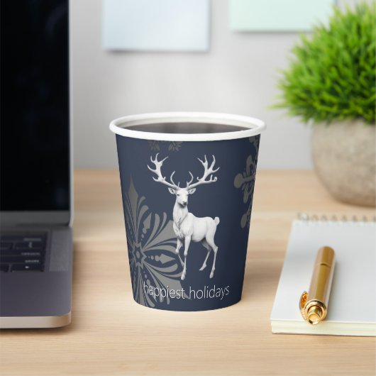 Ivory Reindeer Weihnachten | Blau Pappbecher (InSitu)