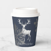 Ivory Reindeer Weihnachten | Blau Pappbecher (Vorderseite)