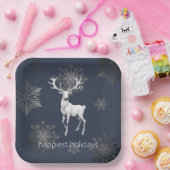 Ivory Reindeer Weihnachten | Blau Pappteller (Party)