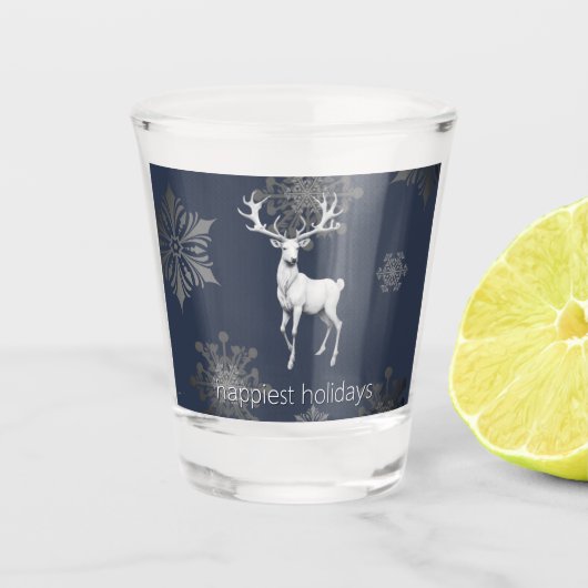 Ivory Reindeer Weihnachten | Blau Schnapsglas (Vorderseite)